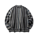 Men's American Streetwear Fashion Vintage Hip Hop Stripe Pullover Sweater Male Shoulder Drop Loose Casual Knitwear Sweater