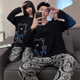 Big Size Pajamas Set for Couple Autumn Long-sleeved Pants Two Piece Sleepwear Spring Plus Size Loungewear Cotton Nightwear New