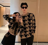 Women Couple Cropped Sweet Dating New Spring Knitted Casual Daily Holiday Fashion Autumn O-neck Student Female Sweaters