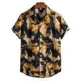 Men Short Sleeve Ethnic Style Printed Shirt Geometric Folk Pattern Floral Shirt Casual Summer Hawaiian Holiday Camisa Tops