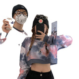 Tie dye sweatshirt women spring and autumn Korean version ins loose couple tops Harajuku trend College style round neck clothes