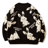 Luxury Lamb Fleece Bunny Rabbit Embroidery Sweaters Unisex Couples Thicken Winter O-neck Pullover Goth Streetwear Kawaii Clothes