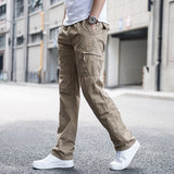 Big Size 6XL Men's Cargo Trousers Straight Leg Work Pants Men Cotton Casual Loose Spring Summer Wide Overalls Male Multi Pockets