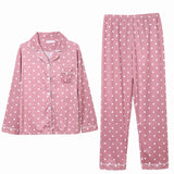 Long Sleeve Cardigan Sleepwear Clothes with Long Trousers Two Piece Sets Ladies Plaid Design Shirt Pajamas Home Pyjamas Women