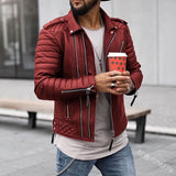 Leather Jacket Men Winter Motorcycle Zipper PU Leather Jacket Mens Lapel Collar Casual Fashion Street Autumn Black Coat S-5XL