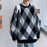 Men Pullover Sweater Autumn New Fashion Casual Loose Thick O-Neck Wool Knitted Oversized Harajuku Streetwear Knitwear Tops