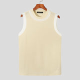 Fashion Men Tank Tops Patchwork O-neck Sleeveless Fitness Casual Vests Summer Streetwear Leisure Men Clothing S-5XL