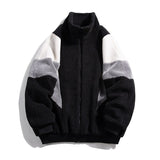 Lamb Fleece Jacket Winter Hip Hop Men Coat Zipper Splicing Furry Harajuku Streetwear Light Couple Jacket Solid Color Autumn New