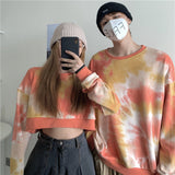 Tie dye sweatshirt women spring and autumn Korean version ins loose couple tops Harajuku trend College style round neck clothes