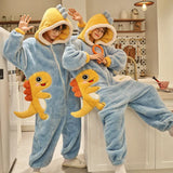 Foesce Onesie Couples Women's Home Clothes Cute Cartoon Dinosaur Winter Men Warm Pajamas  Outfits Thicken Lovers Pyjama