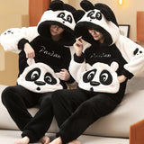 Foesce Couple Pajamas Set Women Men Thicken Pyjamas Winter Warm Anime Bear Kawaii Sleepwear Korean Loose Lovers Homewear Pijamas Suit