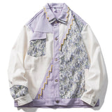 Spring Fashion Lace Patchwork Jackets Luxury Designer Loose Cotton Button Up Coat Men Casual Jacket Outwear