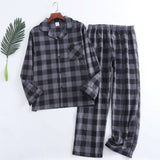 Foesce Plaid Design Multi Colors Warm Cotton Flannel Long-sleeved Trousers Pajamas for Men Autumn and Winter Homewear Sleepwear Sets