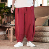 Japanese Loose Men's Cotton Linen Pants Male Summer New Breathable Solid Color Linen Trousers Fitness Streetwear Plus Size M-5XL