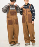 Foesce Overalls Orange Brown Suspender Pants Two-Sided Wear Couple Jumpsuits  Loose Straight Cargo Pants Japanese Artistic Jumpsuits Pa