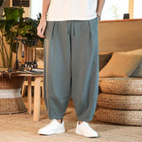 Japanese Loose Men's Cotton Linen Pants Male Summer New Breathable Solid Color Linen Trousers Fitness Streetwear Plus Size M-5XL