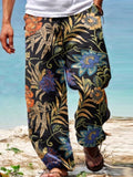 Foesce Summer Men Baggy Pants Casual Printed Design Wide Leg Trousers Retro Vintage Beach Hawaiian Plus Size Loose Pants Man Streetwear