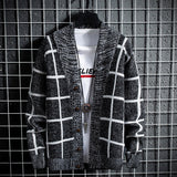 Gentleman Autumn Winter Men's Wool Knitted Cardigan Fashion Thickened Korean Elegant Casual Sweater Loose Lattice Coat