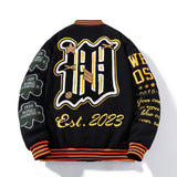 Embroidery Varsity Jacket Men Women Letter Winter American Baseball Jacket Hip Hop Woolen Coat Thick Warm Outwear Parkas Brown