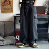 Foesce Baggy Jeans Trousers Male Denim Pants Black Wide Leg Pants Men's Jeans Oversize Cargo Korean Streetwear Hip Hop Harajuku