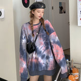 Tie dye sweatshirt women spring and autumn Korean version ins loose couple tops Harajuku trend College style round neck clothes