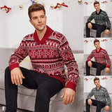 Men's Christmas Elk Lapel Knit Sweater