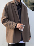 New Versatile Blzer Suit Spring Autumn New Brown Jacket Trend Oversize Japanese Casual Coat Men Kpop Streetwear Daily