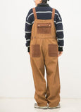 Foesce Overalls Orange Brown Suspender Pants Two-Sided Wear Couple Jumpsuits  Loose Straight Cargo Pants Japanese Artistic Jumpsuits Pa