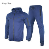 Logo custom Men's Spring Zipper Jacket Long Pants 2 Piece Set Male Casual Hooded Solid Sportswear Sets Autumn Gyms Sweat Suits