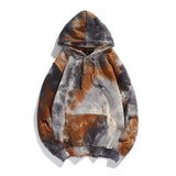 Tie Dye Hoodie Plush Keep Warm Fashion Men Drawcord  Coat Tops Unisex Hip Hop Men High Street Essential Hoodies