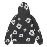 Foesce Retro Snowflake Diamond Cardigan Fleece Zip Hoodies for Men and Women Harajuku Hip Hop Oversized Casual Hooded Sweatshirts