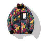 Hip Hop Double-Sided Wear Jacket Parka Winter Colorful Camouflage Streetwear Men Harajuku Lambswool Fleece Warm Thick Coat