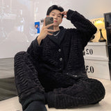 Foesce Newest Men's Winter Thicken Warm Flannel Pajamas Sets Male Long Sleeve Plus Size Pajamas Sleepwear Homewear Casual Pyjama Pijama