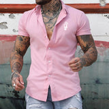 Summer Short Sleeve Men's Slim Shirts Fashion Graphic Print Button-up Shirt Streetwear Men Clothing Classic Turn-down Collar Top