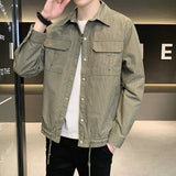 Men's Jackets Spring New Male Thin Striped Coats Tops Korean Fashion Lapel Casual Slim Fit Plaid Shirt Jacket Clothing