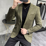 Foesce Leather Jacket Blazer Men Casual Slim Blazer Hombre Suit Leather Jacket Men Terno Masculino Men Clothing 6 Color