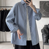 Foesce Oversized Shirt For Men Streetwear Long Sleeve Harajuku Chain Fashion Men's Shirts Korean Clothes Branded Men's Clothing