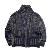 Trendy Elegant Wornout Men's Knitted Cardigan Jacket Vintage Stylish Heavy Loose Sweaters Coat Luxury Original Clothes