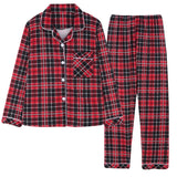 Long Sleeve Cardigan Sleepwear Clothes with Long Trousers Two Piece Sets Ladies Plaid Design Shirt Pajamas Home Pyjamas Women