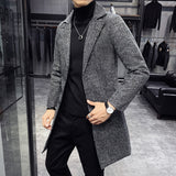 Men's Thick Wool Blends Trench Long Casual Top Coats Fashion Warm Coat Lapel Collar Overcoat Plus Size 5XL Male Slim Windbreaker