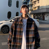 Spring Autumn Plaid Tweed Men Shirt Coat Long Sleeve Loose Casual Cardigan Fashion Blouses Brand Male Clothing