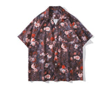 Fashion Leisure Hong Kong Style Retro Floral Short Sleeve Shirt Blouse Tops Men Summer Hot Selling Shirt for Men Women