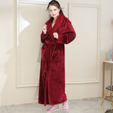 Women Winter Plus Size Long Warm Flannel Bathrobe Men Kimono Velvet Bath Robe Bride Dressing Gown Lovers Robes Night Sleepwear