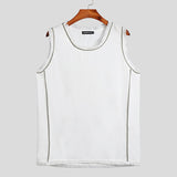 Men Tank Tops Patchwork Tassel O-neck Sleeveless Fashion Casual Vests Summer Streetwear Leisure Men Clothing S-5XL