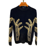 Stylish Printed O-Neck Spliced All-match Korean Sweater Men Clothing Autumn New Oversized Casual Pullovers Loose Warm Tops