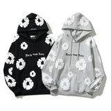 Foesce Foam Kapok Print Letter Embroidery Pullover Hoodies Men's and Women's Streetwear Oversize Fleece Hooded Sweatshirts