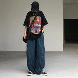 New Streetwear Patchwork  Jeans Cargo Pants Loose Plus Size Wide Leg Pants Harajuku Casual Denim Pants Men Clothing Y2K