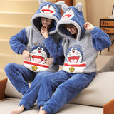 Foesce Couple Pajamas Set Women Men Thicken Pyjamas Winter Warm Anime Bear Kawaii Sleepwear Korean Loose Lovers Homewear Pijamas Suit