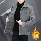 Autumn Winter Men's Leather Jackets Suede Collar Motorcycle Jacket Fur Integration Coat Social Casual Overcoat Men Clothing