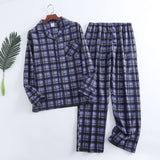 Foesce Plaid Design Multi Colors Warm Cotton Flannel Long-sleeved Trousers Pajamas for Men Autumn and Winter Homewear Sleepwear Sets